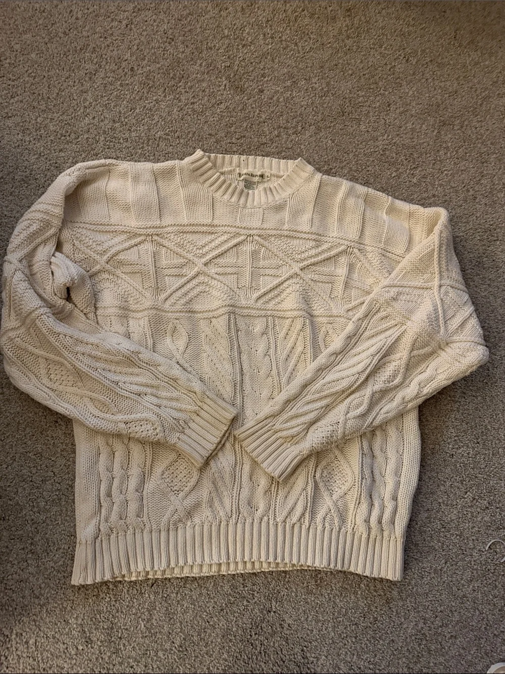 Banana Republic Cream Cable-Knit Crewneck Sweater